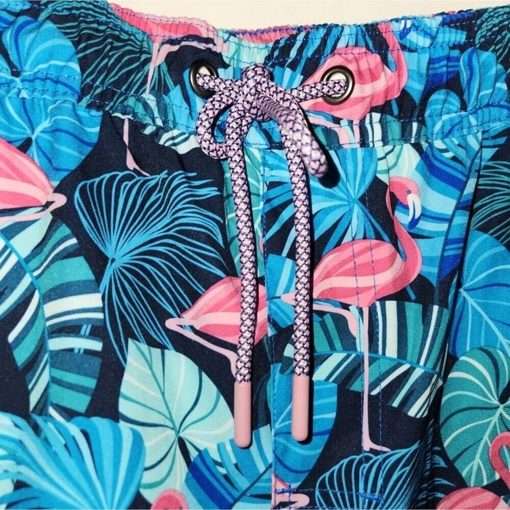 Member's Mark Men's Resort Swim‎ Trunk Flamingo Tropical Leaf Print XL